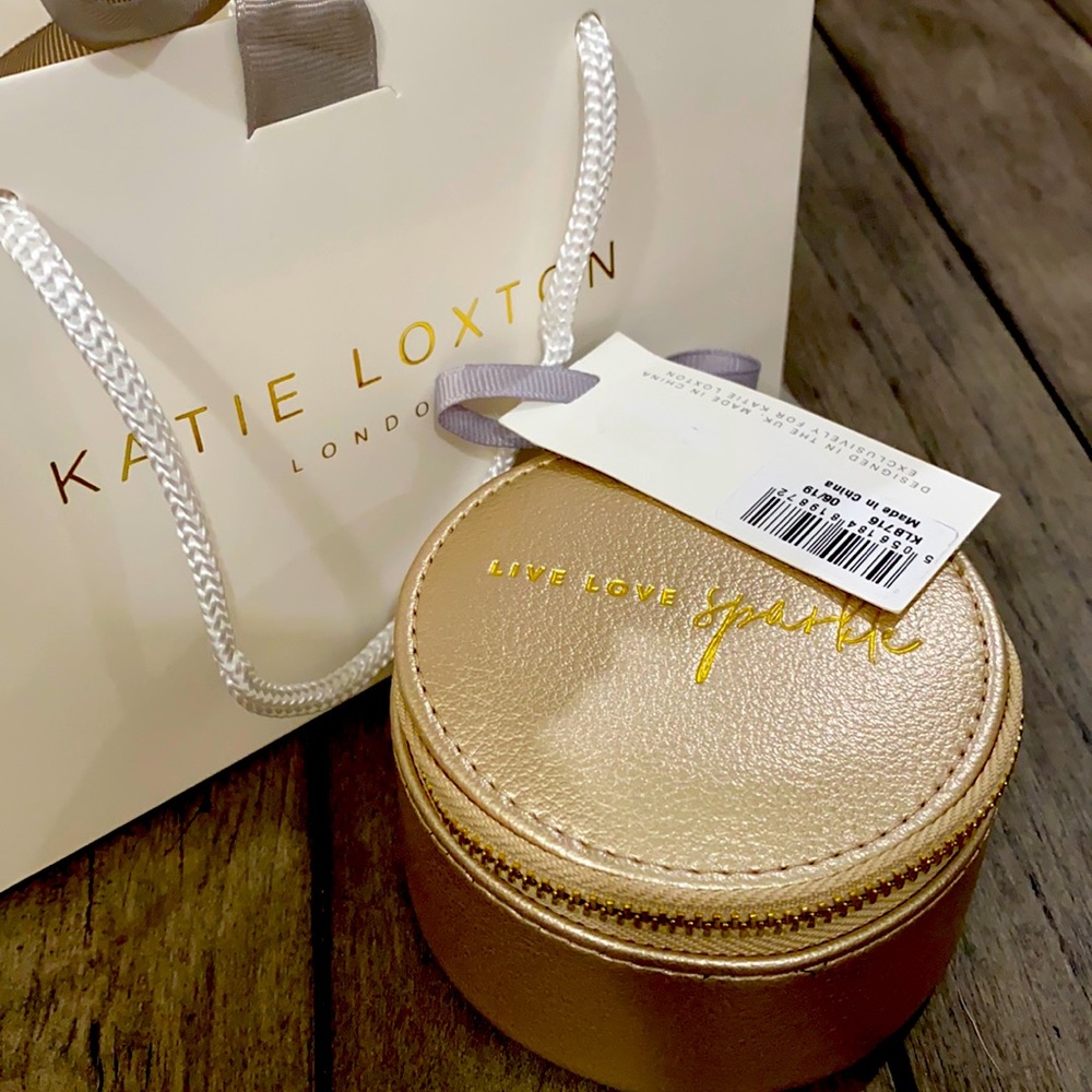 Katie Loxton metallic gold circle jewelry box